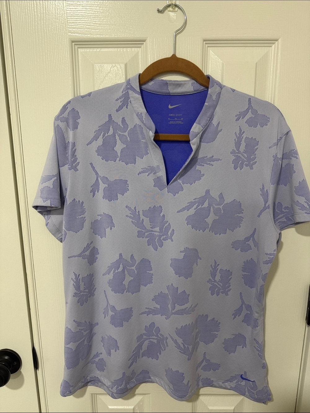 Nike Ladies Lavender Floral Dri-FIT Short Sleeve Shirt